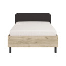 ΚΡΕΒΑΤΙ BARLETTA 120 GREY OAK ΜΕ ΓΚΡΙ ΥΦΑΣΜΑ ΚΑΙ ΜΑΥΡΑ ΠΟΔΙΑ 131x213,5x85,5εκ (120x200)