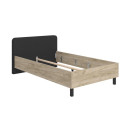 ΚΡΕΒΑΤΙ BARLETTA 120 GREY OAK ΜΕ ΓΚΡΙ ΥΦΑΣΜΑ ΚΑΙ ΜΑΥΡΑ ΠΟΔΙΑ 131x213,5x85,5εκ (120x200)