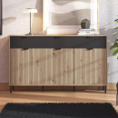 ΚΟΜΟΤΑ-ΜΠΟΥΦΕΣ MAYENNE 3K3F ARTISAN OAK-ΜΑΥΡΟ MAT 157x40x93εκ