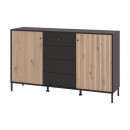 ΚΟΜΟΤΑ-ΜΠΟΥΦΕΣ CORREZE 3K4F ΜΑΥΡΟ OAK-ARTISAN OAK 208x40x93εκ