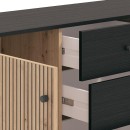 ΚΟΜΟΤΑ-ΜΠΟΥΦΕΣ CORREZE 3K4F ΜΑΥΡΟ OAK-ARTISAN OAK 208x40x93εκ