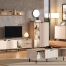 ΒΙΤΡΙΝΑ VANDEA 2K POP CASHMERE-GREY OAK 87x40x131εκ