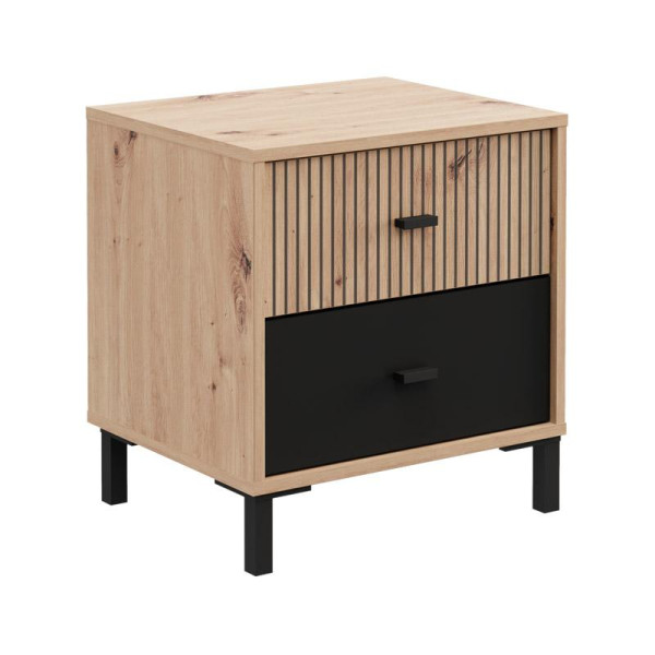 ΚΟΜΟΔΙΝΟ AVIGNON ΝΟ2F ARTISAN OAK-ΜΑΥΡΟ ΧΡΩΜΑ 48x40x52εκ