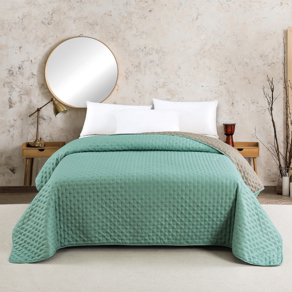 ΚΟΥΒΕΡΛΙ KING SIZE RENZO AQUA/DARK GREY (260Χ240)