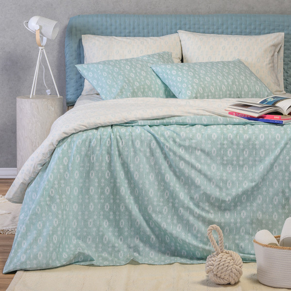 ΣΕΤ ΣΕΝΤΟΝΙΑ KING SIZE (Λ) RIVER AQUA CASUAL LINE (180Χ200+32)