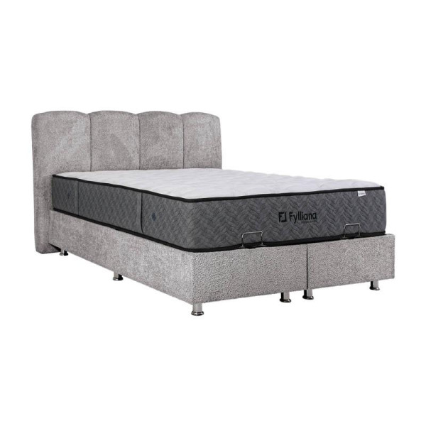 ΚΡΕΒΑΤΙ Fylliana New Edem ΓΚΡΙ ΜΕ ΑΠΟΘ ΧΩΡΟ 179x212x130εκ (160x200)