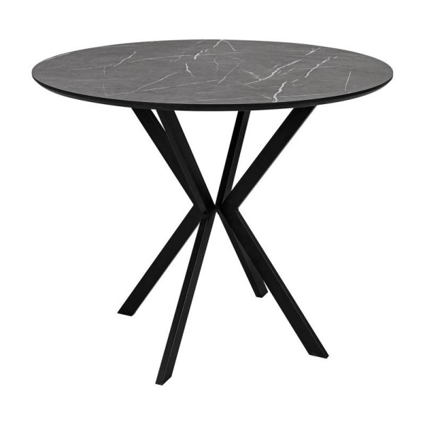 ΣΤΡΟΓΓΥΛΟ ΤΡΑΠΕΖΙ ΤΡΑΠΕΖΑΡΙΑΣ Fylliana Vector CERAMIC ΓΚΡΙ ΧΡΩΜΑ 90εκ